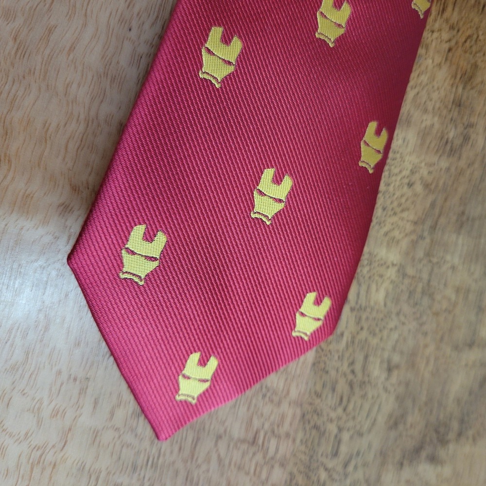 Zenffo Iron Man Tie  Red Yellow Helmet Pattern Retro Movie Fan ZTP07